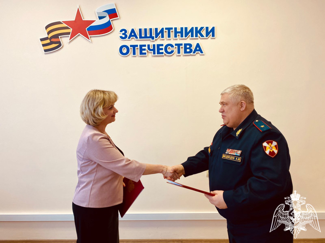 Заключено соглашение о сотрудничестве между региональным Управлением Росгвардии и областным филиалом фонда "Защитники Отечества"